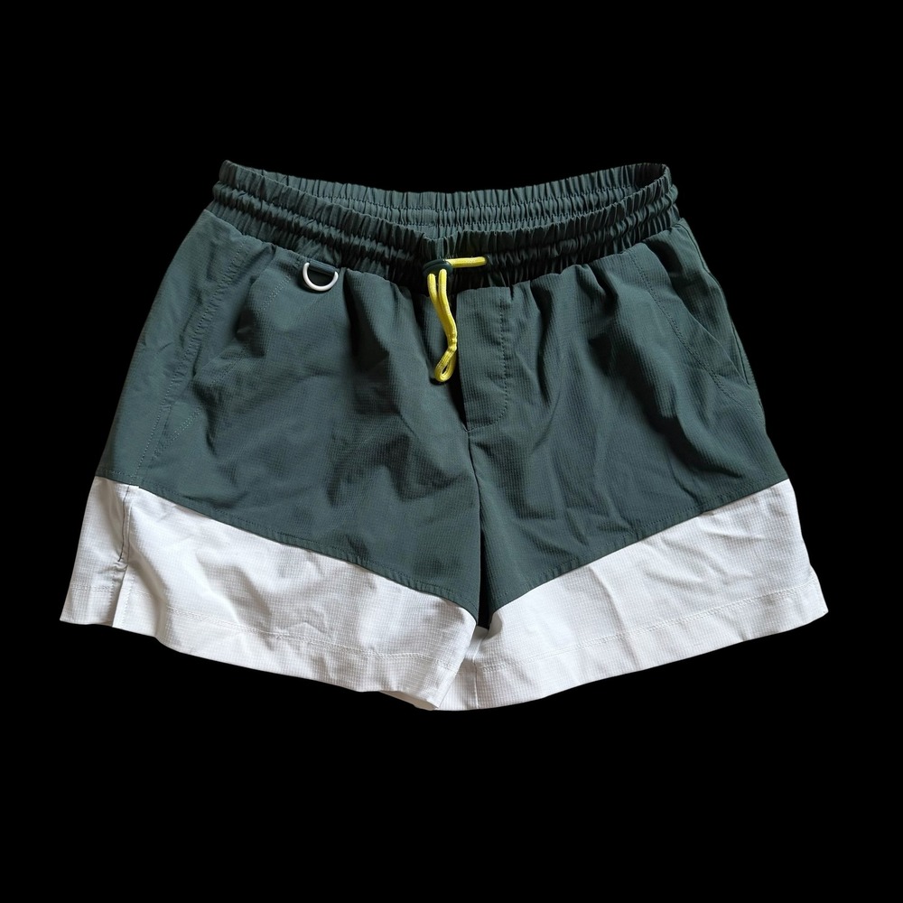 Te Verde NYC Green White Colorblock Ripstop Athletic Shorts Sz M